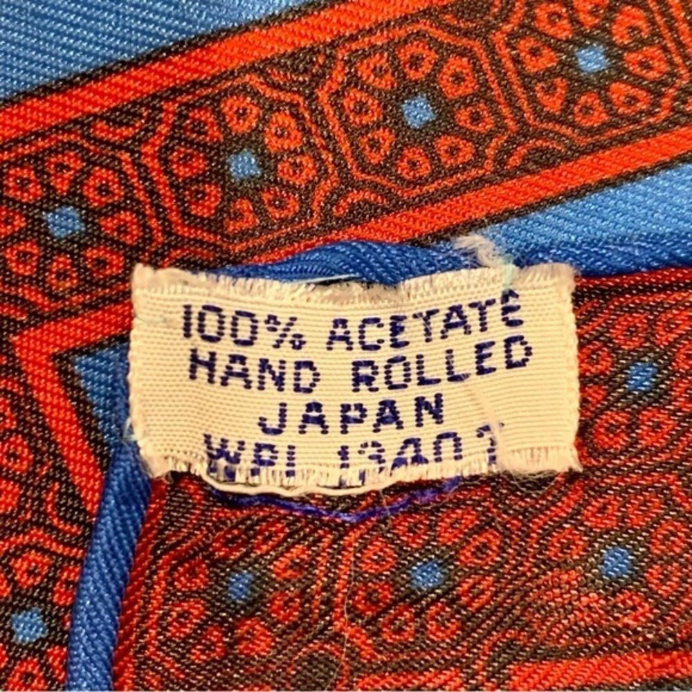 Vintage Sally Gee Silky Blue & Rust Scarf - Picture 4 of 6